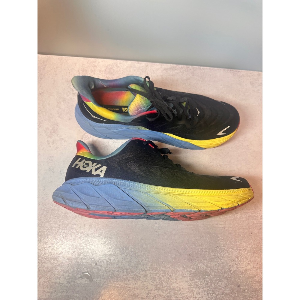 Hoka Arahi 6 Men Size 12D Running Shoes Black Rainbow Tie Dye Athletic